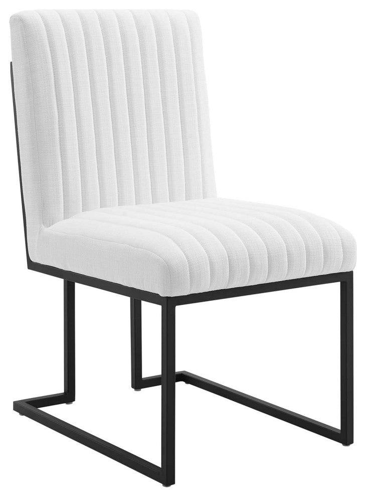 Indulge Channel Tufted Fabric Dining Chairs Set of 2, White