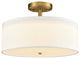 Drum Shade Semi Flush Mount Ceiling Light Brass LED Ceiling Light Fixture
