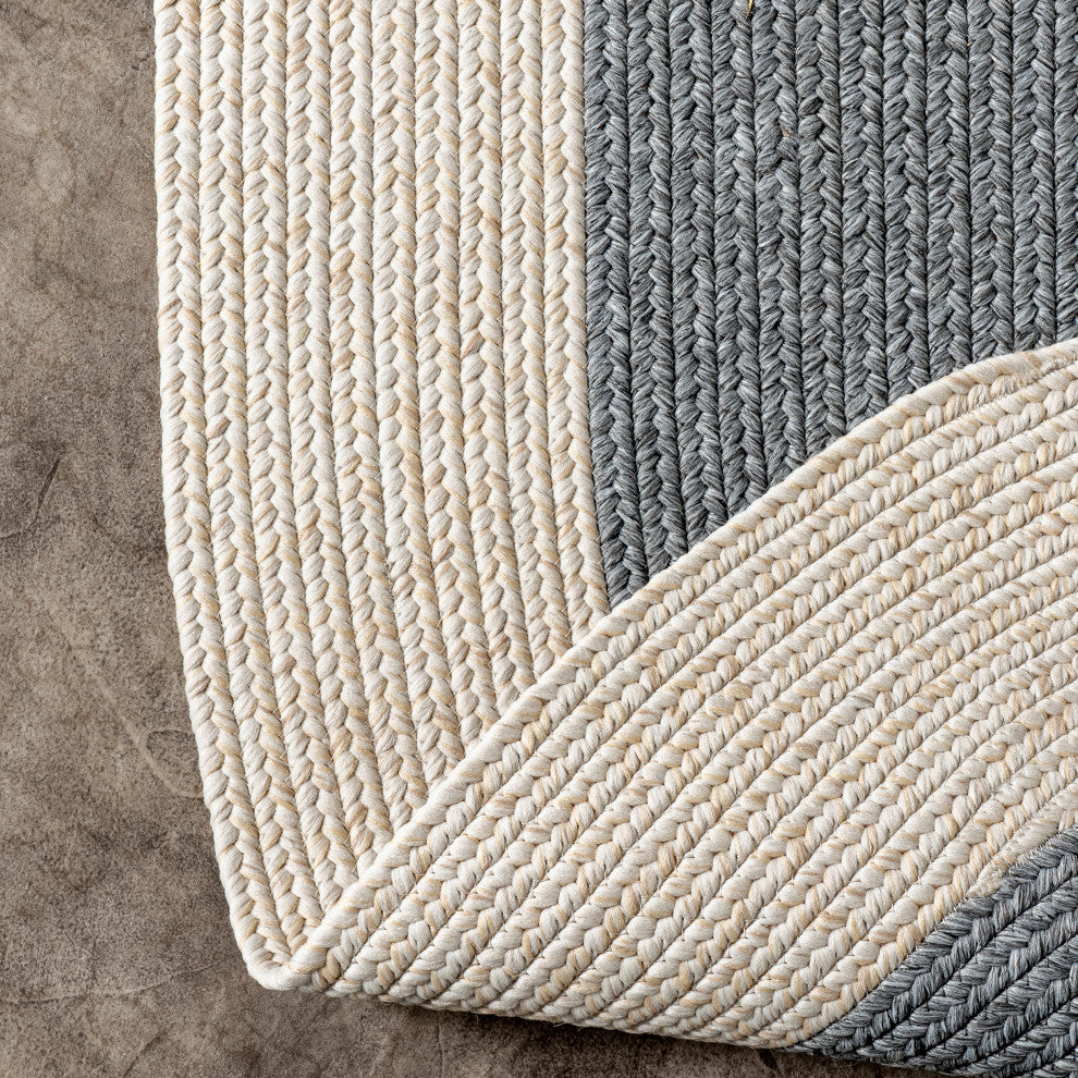 Nuloom Casual Solid Border Area Rug, Grey 6'Round