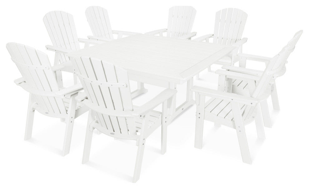 POLYWOOD Nautical Adirondack 9-Piece Trestle Dining Set