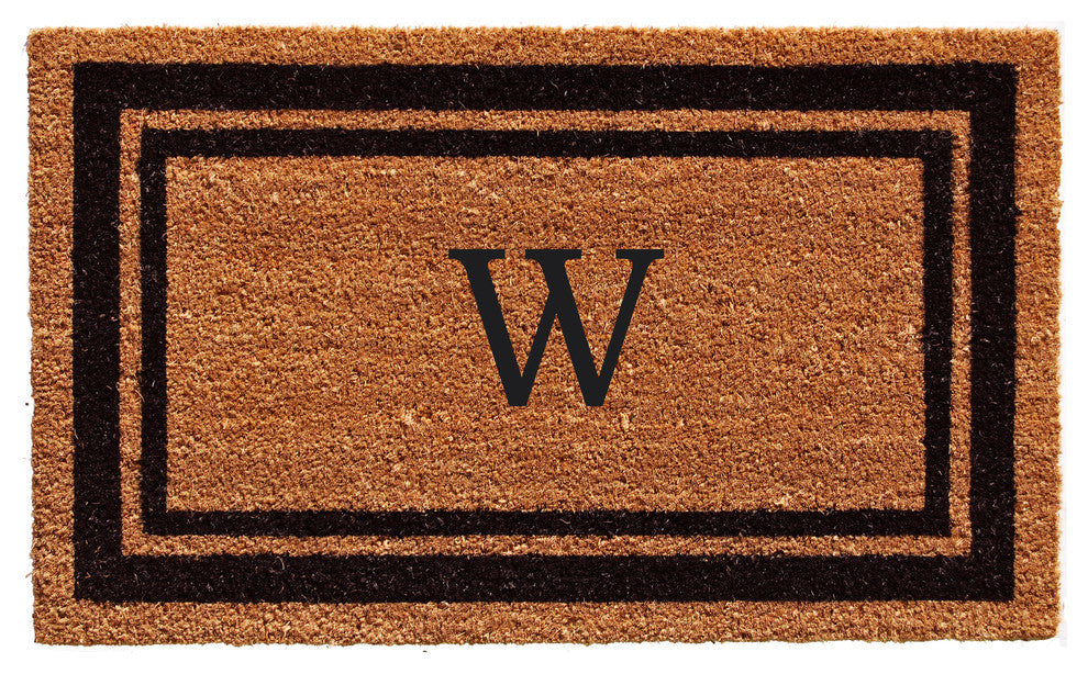 Black Border 24"x36" Monogram Doormat, Letter W