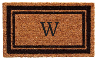 Black Border 24"x36" Monogram Doormat, Letter W