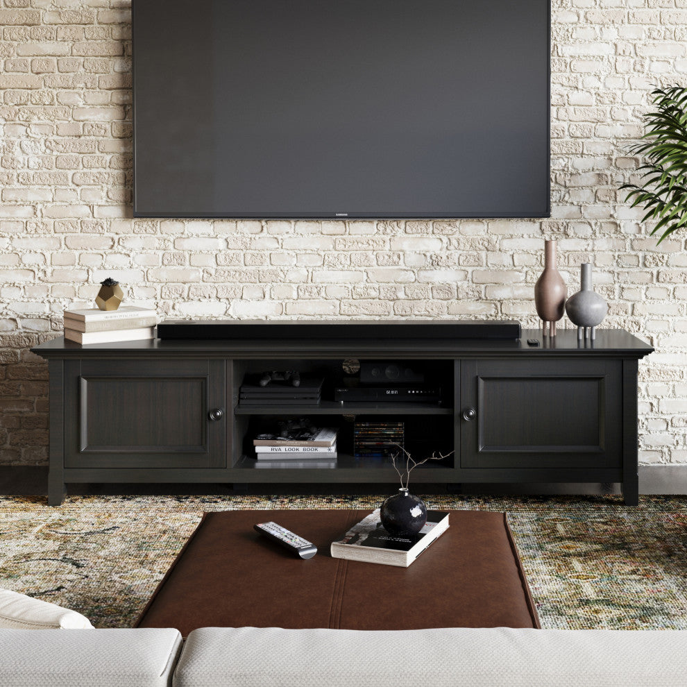 Amherst SOLID WOOD 72 inch Low TV Media Stand, Hickory Brown