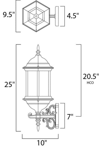 Maxim 1074 Builder Cast 25" 3 Light Wall Sconce - Empire Bronze / Clear Glass