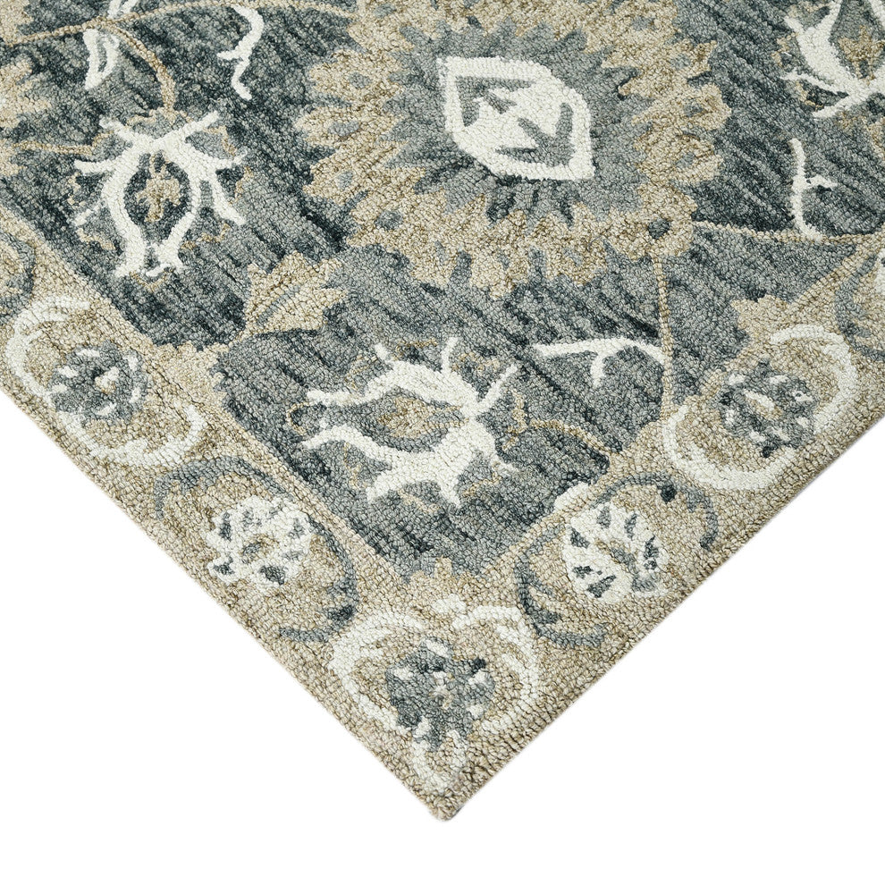 Romania Newburg Area Rug, Gray, 9' x 13', Floral