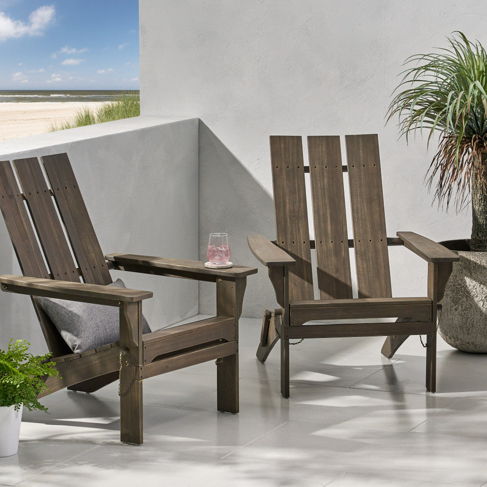 Gurekam Outdoor Foldable Adirondack Chairs, Set of 2, Gray