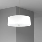 4-Light Incandescent Pendant, Satin Chrome/White Shade