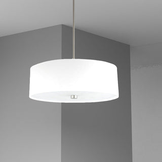 4-Light Incandescent Pendant, Satin Chrome/White Shade