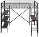 Gewnee Twin Size Metal Loft Bed with Shelves and Desk in Black