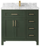 Cambridge 36 Center Sink Bath Vanity in Pewter Green 2" Carrara Marble