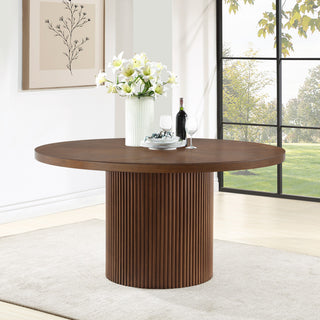 Belinda Beech Wood Dining Table, Brown, 59"Wx59"Dx30" H