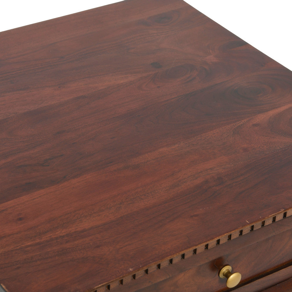 Maxwelton Acacia Wood and Cane Bed Side Table, Brown