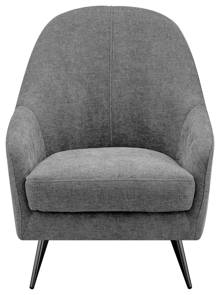 Selene Lounge Chair, Gray Fabric With Black Chrome Steel Legs