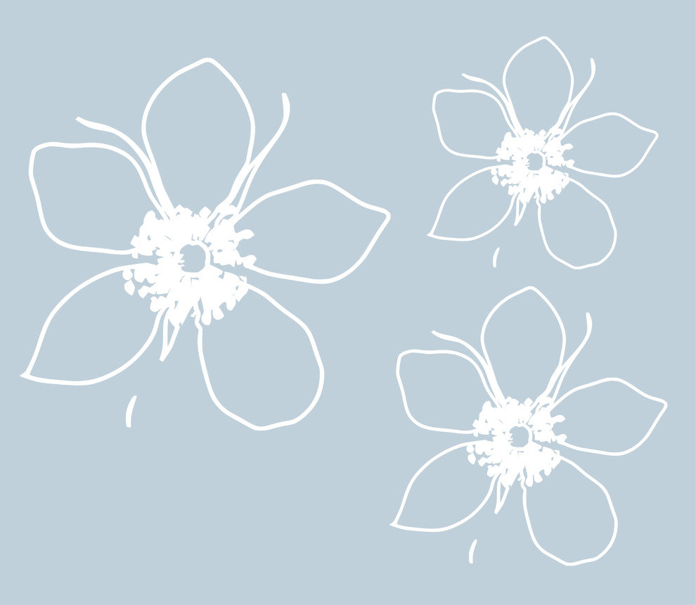 Big Flower Wall Decal, 22", 16" and 12", Eggplant