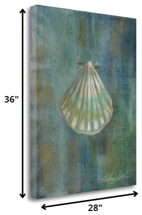 36" Blue Seashell Giclee Wrap Canvas Wall Art