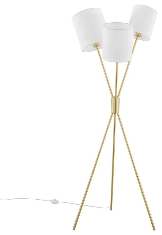 Floor Lamp Light, Gold, Brass, Modern, Mid Century Cafe Bistro Hospitality