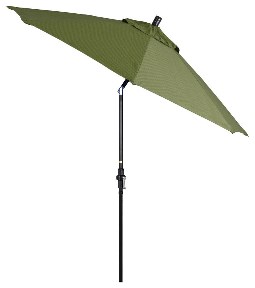 9' Matted Black Collar Tilt Lift Fiberglass Rib Aluminum Umbrella, Olefin, Terrace Fern