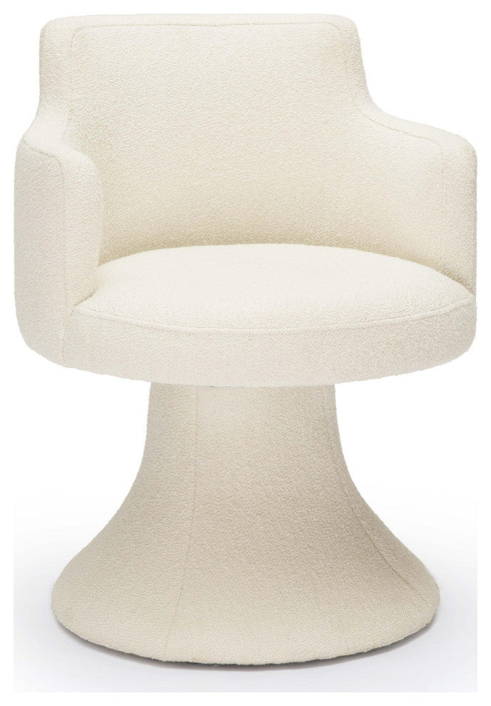 Jeffree Cream Performance Boucle Swivel Dining Chair