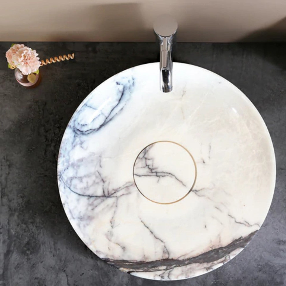 New York Marble Natural Stone Above Counter Sink Polished (D)15.5"  (H)4.5"