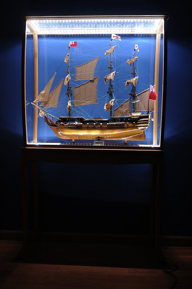 Floor Display Case Clear Finish With Led Lights Display Case for Model Ships