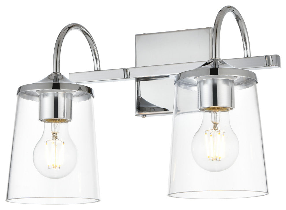2 Light Chrome And Clear Bath Sconce