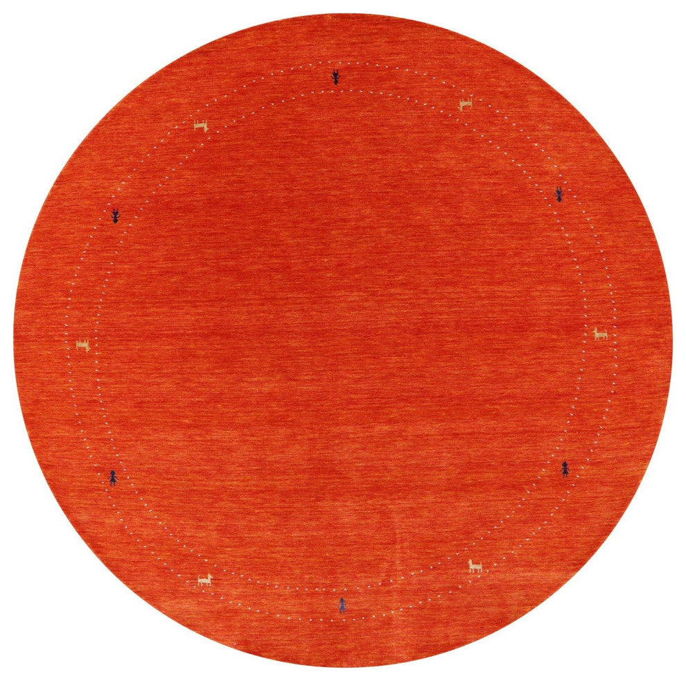 8' Round Persian Gabbeh Hand-Knotted Rug Q6978