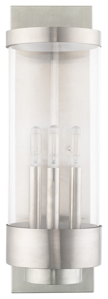 Livex Lighting Hillcrest 3 Light Brushed Nickel Large Outdoor Wall Lantern