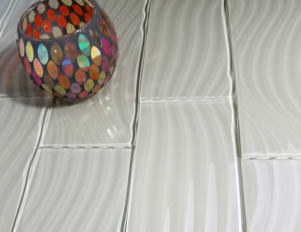 Pacific 4 in x 12 in Textured Glass Subway Tile in Rocky