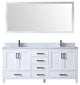 72" Double Vanity With Carrera Marble Top, Sinks and 70" Mirror