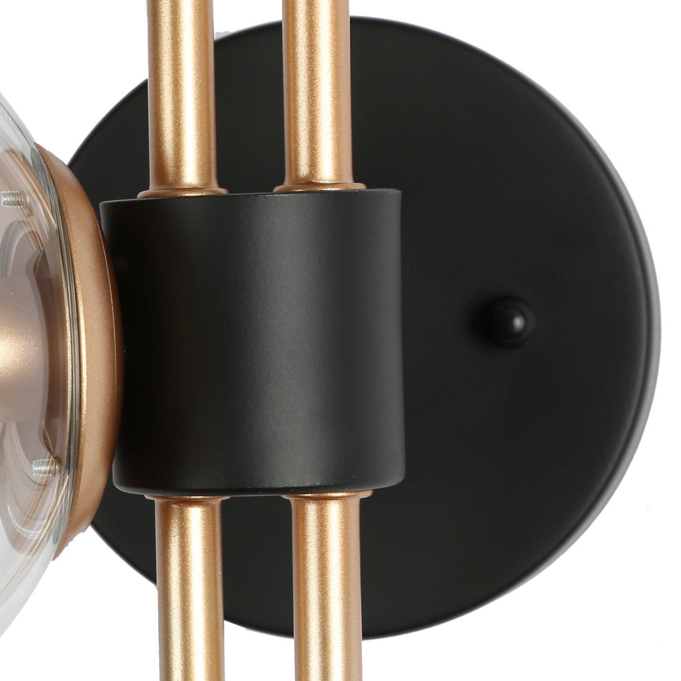 LNC 3-Light Up/Down Modern Gold Globe Wall Sconces, Black
