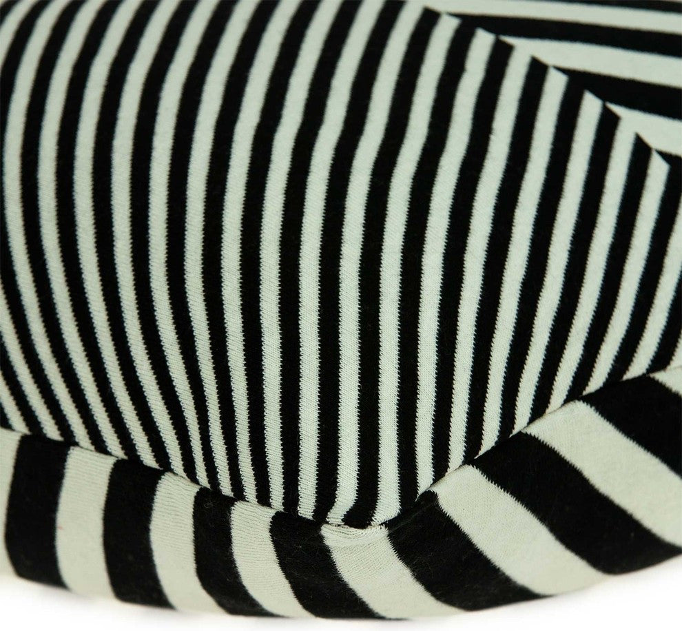 18" X 5" X 18" Transitional White & Black Pillow Cover With Poly Insert