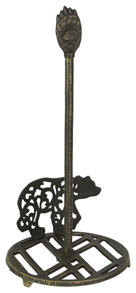 Cast Iron Bear Paper Towel Holder Countertop Mountain Cabin Theme Kitchen Decor