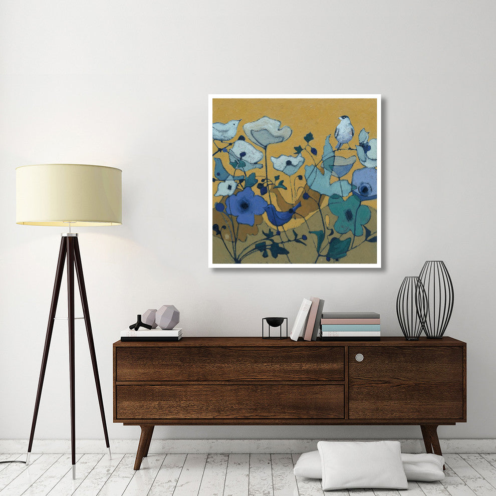 "Birdy Birdy Royal Blue" Digital Paper Print by Shirley Novak, 42"x42"