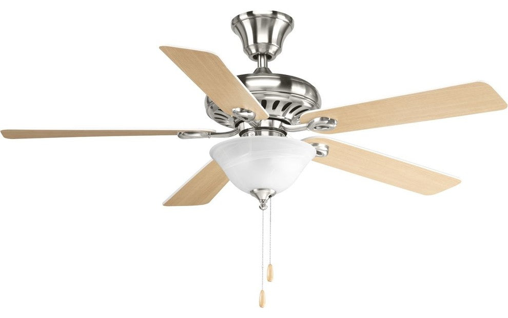 52" 5-Blade Ceiling Fan Finished, Brushed Nickel, White Cherry