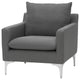 Anders Single Seat Armchair in Slate Grey Velour and Stainless Steel Legs