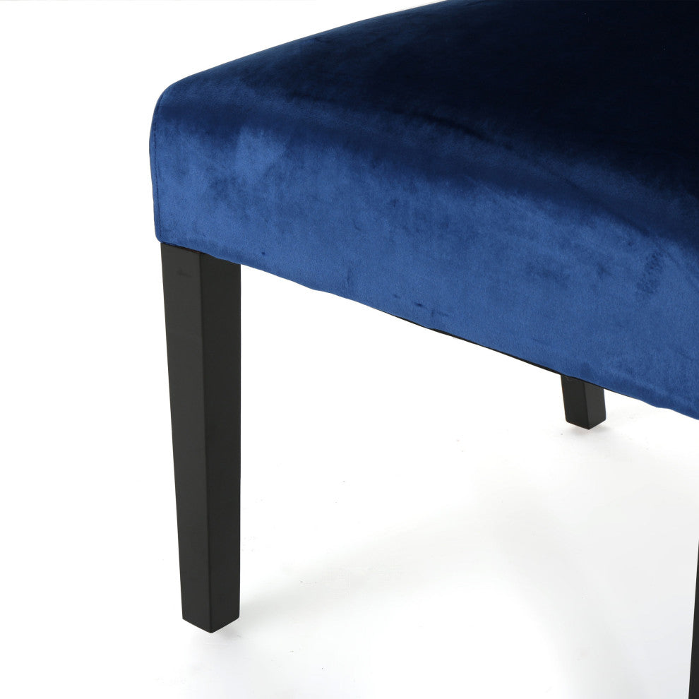 GDF Studio Leona Tall Back Tufted New Velvet Dining Chairs, Set of 2, Navy Blue