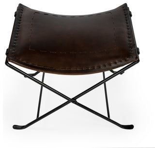 Melton Dark Brown Leather Stool , 3722117