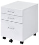 Benzara BM251191 Cabinet With 3 Drawers and Wheels, White