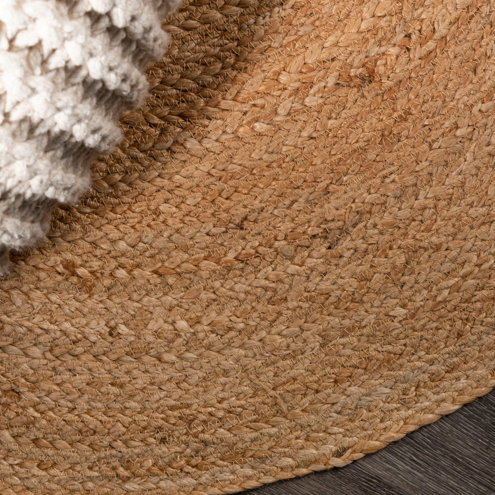 Soleil Round Natural Jute Braided Circle Natural 6' Round Area Rug