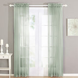 Solid Voile Curtain Set, Aqua Gray, 56"x96"