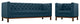 Modern Azure Panache Living Room Set Upholstered Fabric, 2-Piece Set