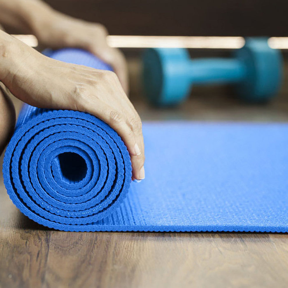 Plain PVC Yoga Mat, Blue, 24" x 68", Covers 11.4 sq ft