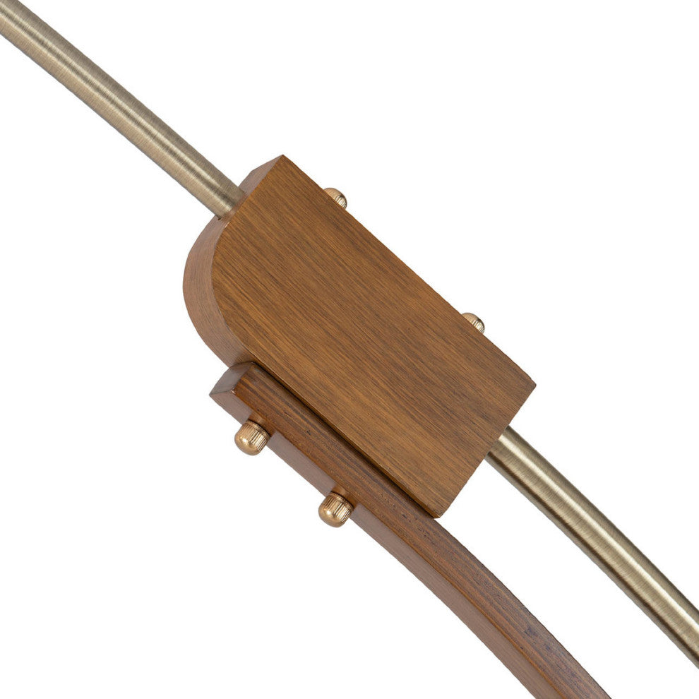 Melmar Arc Floor Lamp - Weathered Brass and Walnut, Dimmer Switch, V-base