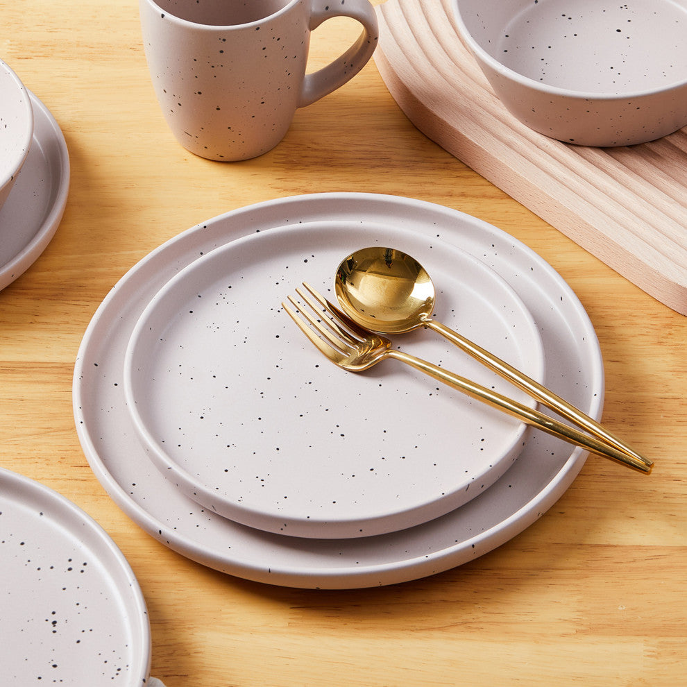 Stone Lain Jade Stoneware 32 Piece Dinnerware Set, Taupe