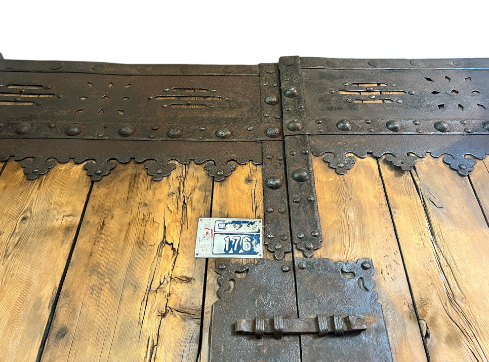 Consigned Old Mongolian Wood and Iron Door