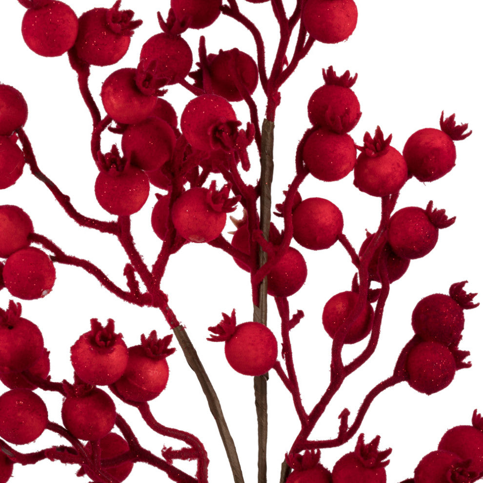 Vickerman L183304 22" Red Flock Berry Outdoor Artificial Christmas Spray
