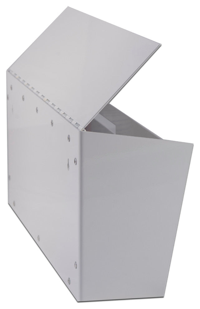 Locking Mid Century Modern Mailbox, 2 Tone White, Stainless