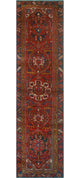 Fine Vintage Distressed Walden Rust/Navy Runner, 3'2x12'6