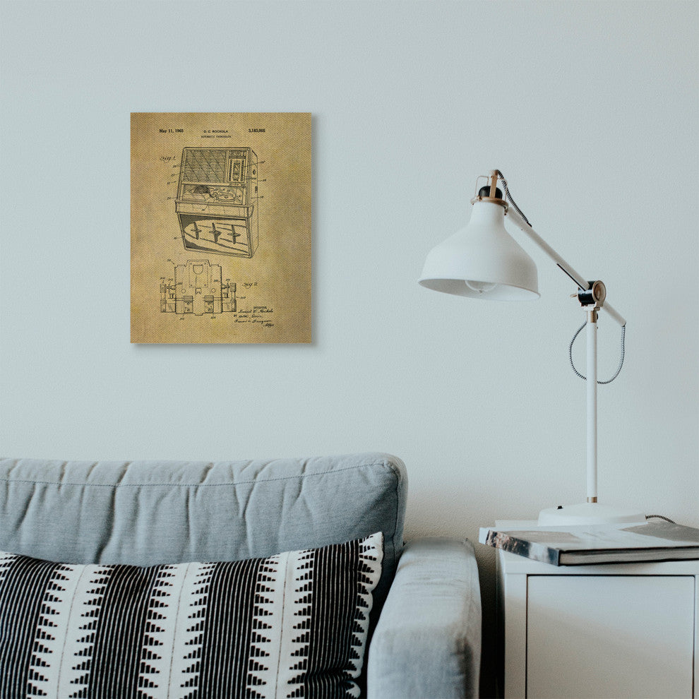 Patent Vintage Jukebo"x Brown Te"xture Design, 16"x20"