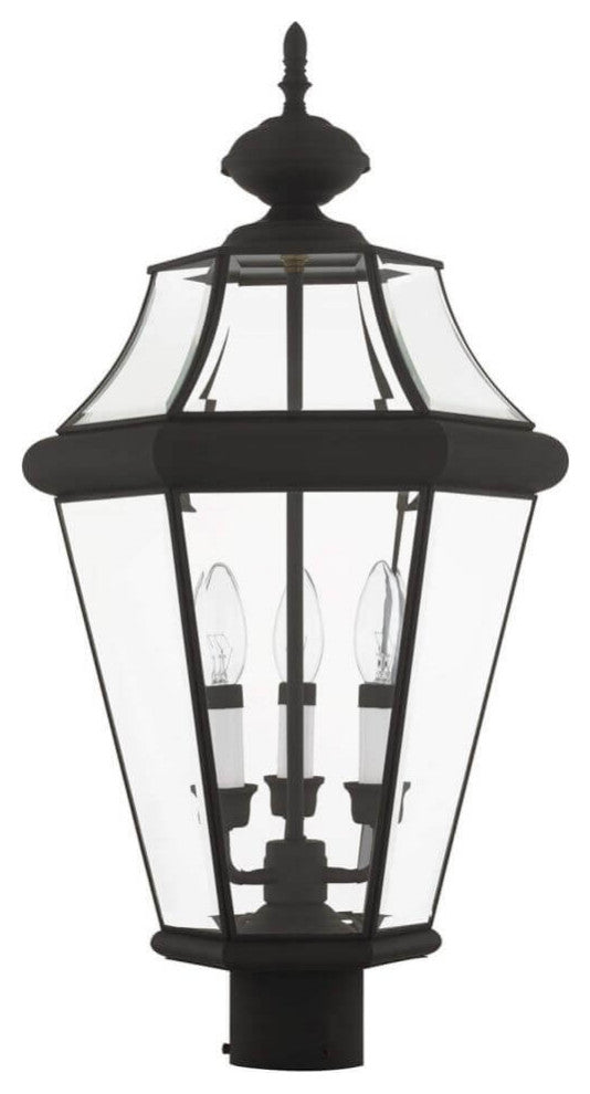 Livex Georgetown 3 Light 23" Tall Outdoor Post Lantern, Black